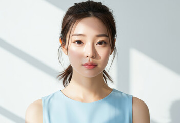 자연스러운 미소의 갈색머리 여성, Natural Smile Brunette Woman