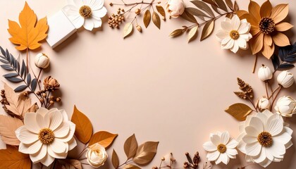 Delicate floral arrangement studio setting decorative content warm tones top-down view nature-inspired design for home decor