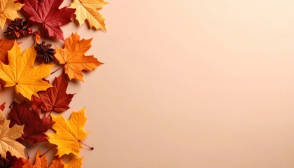 Autumn leaves arrangement natural setting seasonal decor warm color palette close-up view fall inspiration