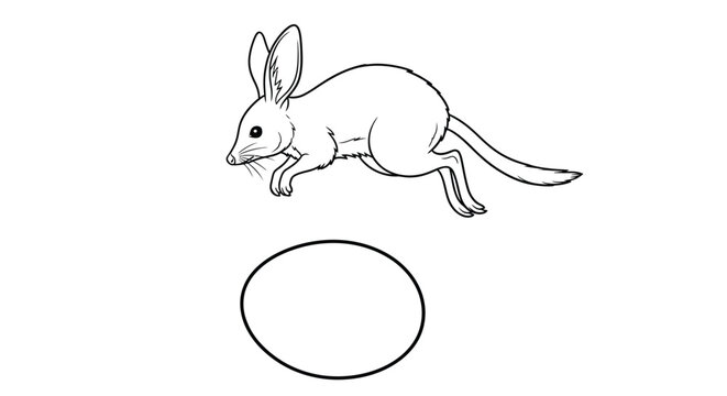 Agile Bilby and Oval: An artist's rendering depicts a nimble bilby poised mid-leap, with an egg nestled beneath, exuding an image of life and wildlife.
