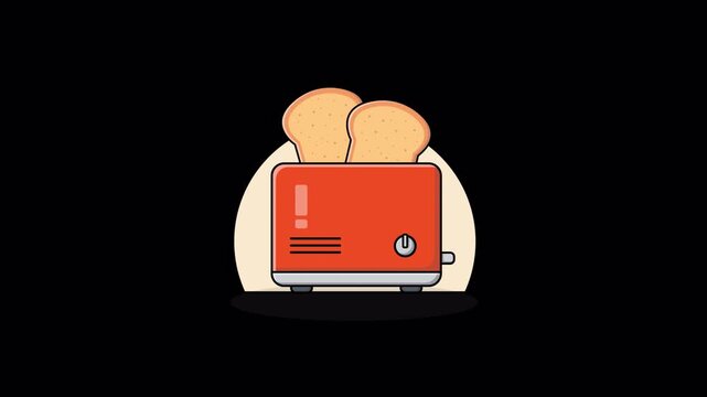 Toaster with Bread Animation Video - Transparent