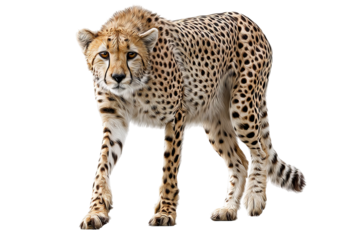 High‑resolution cheetah PNG cutout on transparent background with realistic fur and natural shadows, ideal for wildlife branding, luxury fashion lookbooks, e‑commerce mockups