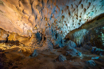 Sung Sot cave is one of the best and is located in the UNESCO World Heritage in Halong bay, Vietnam