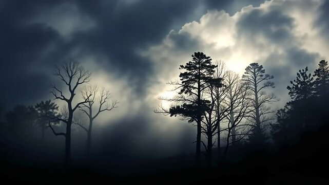 trees in the fog