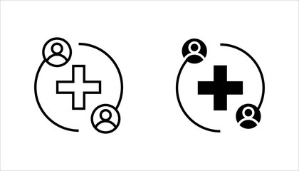 Medical referrals, patients line icon set.
 vector illustration, pictogram isolated on white background. color editable
