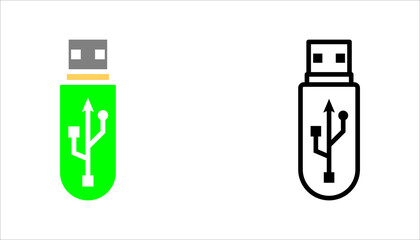 Vector usb flash drive vector icon  set. vector illustration, pictogram isolated on white background. color editable
