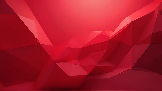 Abstract Red Geometric Low Poly Background With Smooth Textures And Lighting