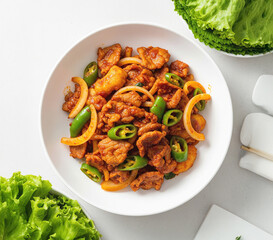 매콤달콤한 제육볶음의 완벽한 한 접시, Perfect Plate of Spicy Sweet Jeyuk Bokkeum