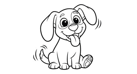Smiling Puppy: A cheerful and adorable puppy, brimming with joy, sits in a playful pose, its tongue playfully lolling out, embodying the essence of youthful exuberance.