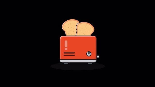 Animated Toaster with Bread Video - Transparent