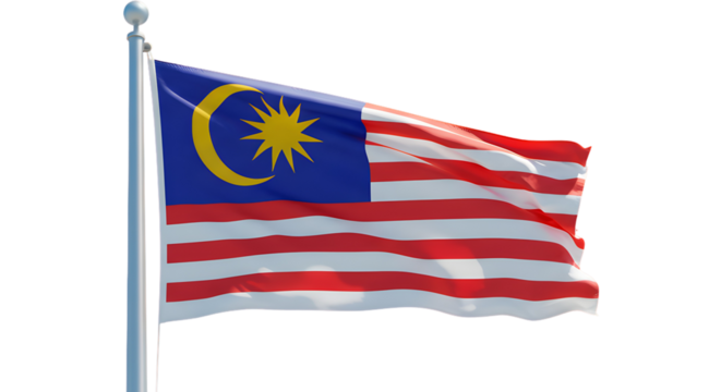The Malaysian Flag Waving Proudly on a Pole