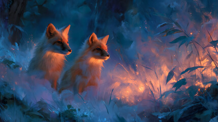 Dreamfire Fox Beneath the Celestial Veil