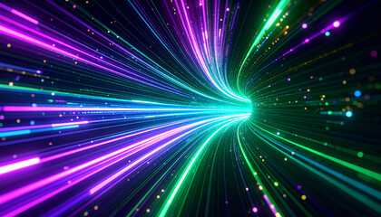 Obraz premium Abstract Light Tunnel A Mesmerizing Journey Through Vibrant Glowing Streaks