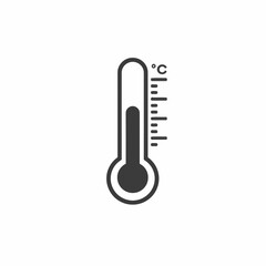 A simple, graphic illustration of a thermometer showing a temperature reading in Celsius, isolated on a white background.