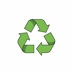 Obraz premium Green recycling symbol with three arrows forming a triangle, isolated on a white background.