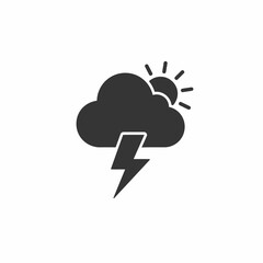 Graphic icon depicting a storm cloud with a lightning bolt below and the sun partially visible behind the cloud.