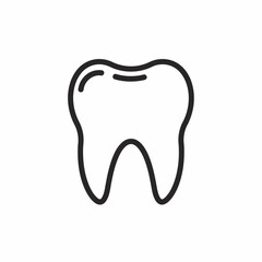 A simple, minimalist line drawing of a human tooth, depicted in black against a white background.
