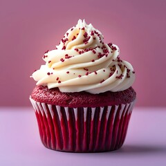 Red velvet cupcake with creamy swirl