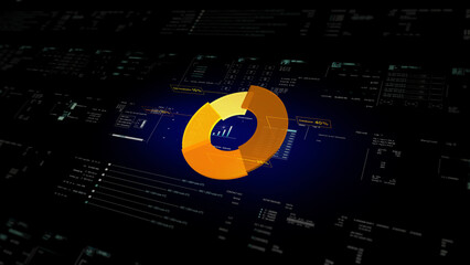 A glowing infographic background with business graphs - Pie Chart. Perfect for presenting data in a...