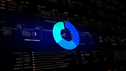A glowing infographic background with business graphs - Pie Chart. Perfect for presenting data in a...