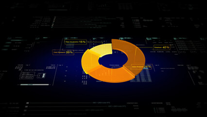 A glowing infographic background with business graphs - Pie Chart. Perfect for presenting data in a...