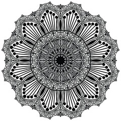 Black And White Mandala Flower. Beautiful mandala design for coloring book, lace, swirl, henna, tattoo, logo, frame, card, pattern, background and  wallpaper. 