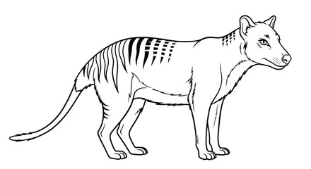Obraz premium Intricate Classic Thylacine Standing Coloring Page Design for Mindful Adult Learning