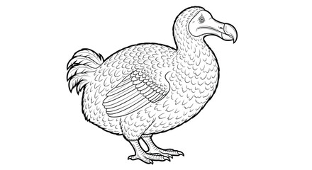 Fototapeta premium Intricate Realistic Dodo Bird Extinct Species Detailed Coloring Page for Adult Art Activity