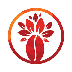 Coffee Bean and Leaf Logo. Eco Coffee Logo vector illustration.