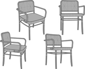 Vector sketch illustration of a modern minimalist dining table and chair design