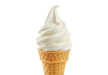 A soft serve ice cream cone isolated on transparent background
