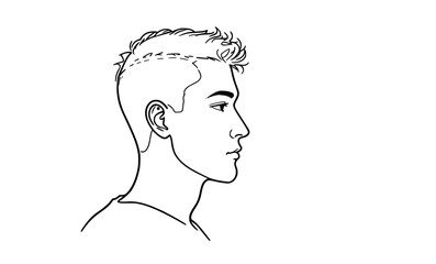 Young Man Side Profile Vector in Minimal Clean Line Art