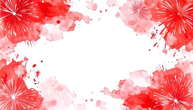 Watercolor Swiss National Day Background with Red Fireworks - Powered by Adobe