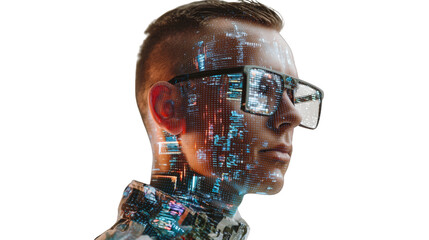 Digital Human Portrait with Circuitry and Code Visualization