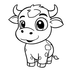 cute cow line vector illustration isolated on white background ai generated