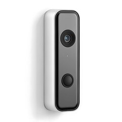 Obraz premium White doorbell with camera and button video security