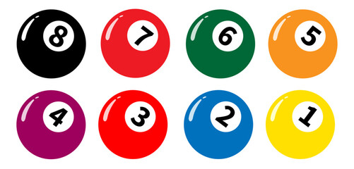 Color billiard balls set. Vector illustration