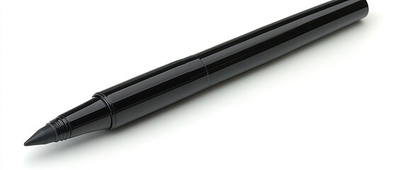 Sleek black marker pen isolated against a white background, laying diagonally to the right