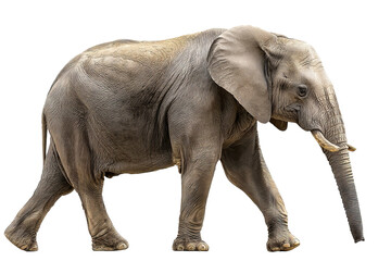 Fototapeta premium Majestic high‑resolution full‑body elephant transparent‑background PNG cutout for seamless wildlife branding, safari‑themed graphic design, educational posters, presentations, and e‑commerce mockups