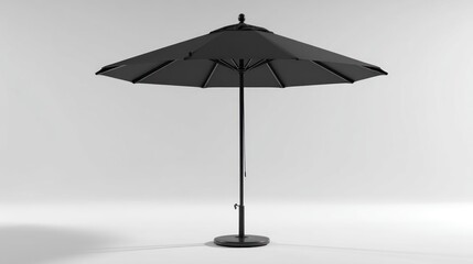 Obraz premium Large black outdoor patio umbrella with a circular canopy and a central pole