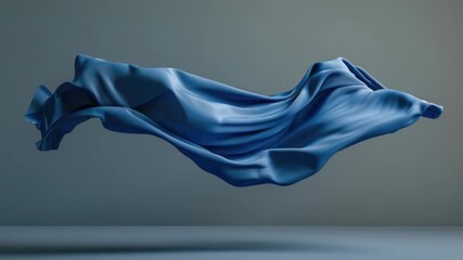 A piece of blue cloth is suspended in mid-air, with a sense of movement and freedom
