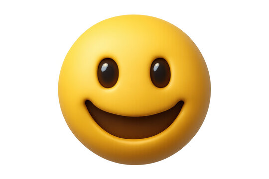 Yellow happy emoji smiling with transparent background, perfect for social media and communication projects