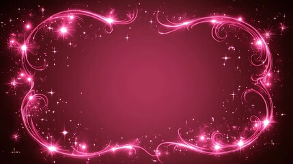 Obraz premium Pink glowing ornate frame