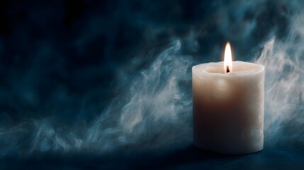 Fototapeta premium Serene candle flame with swirling smoke in high