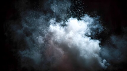 Dramatic fireworks display with billowing smoke and vibrant lighting