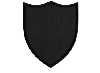 Black shield emblem isolated on transparent background