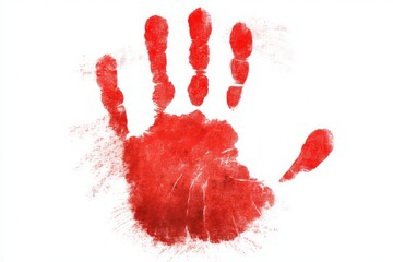 Red Glitter Handprint On White Background