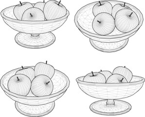 vector illustration of apple fruit food design in small fruit bowl for dessert