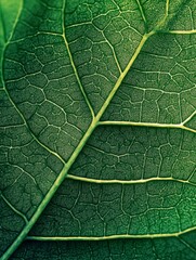 Obraz premium Microscopic vein texture of green leaves