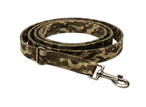 Camouflage dog leash coiled isolated on transparent background